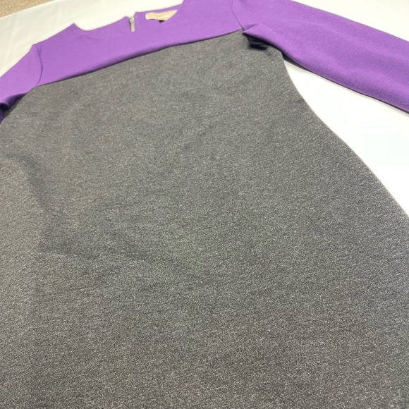 Preloved MICHAEL Michael Kors Colorblock Purple Gray Longsleeves Dress Size 6 - Picture 7 of 9